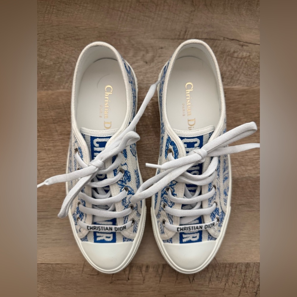 Dior Blue and White Walk’N’Dior Toile de Jouy Sneakers - 37.5 - Picture 5 of 9